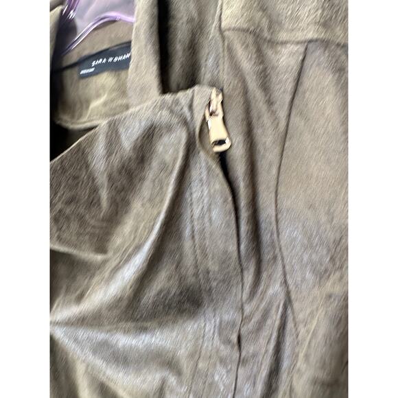 Zara Olive Green & Black Suede Long Sleeve Side Zip Cowel Neck Jacket XS - Picture 4 of 13